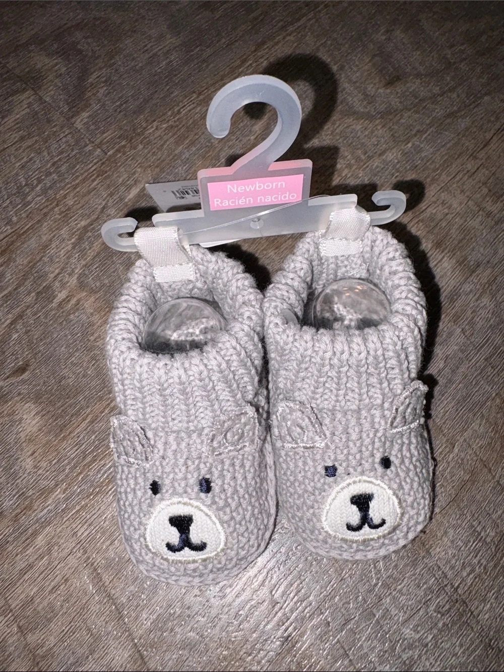 Carter’s Knit Gray Bear Newborn Booties 2022